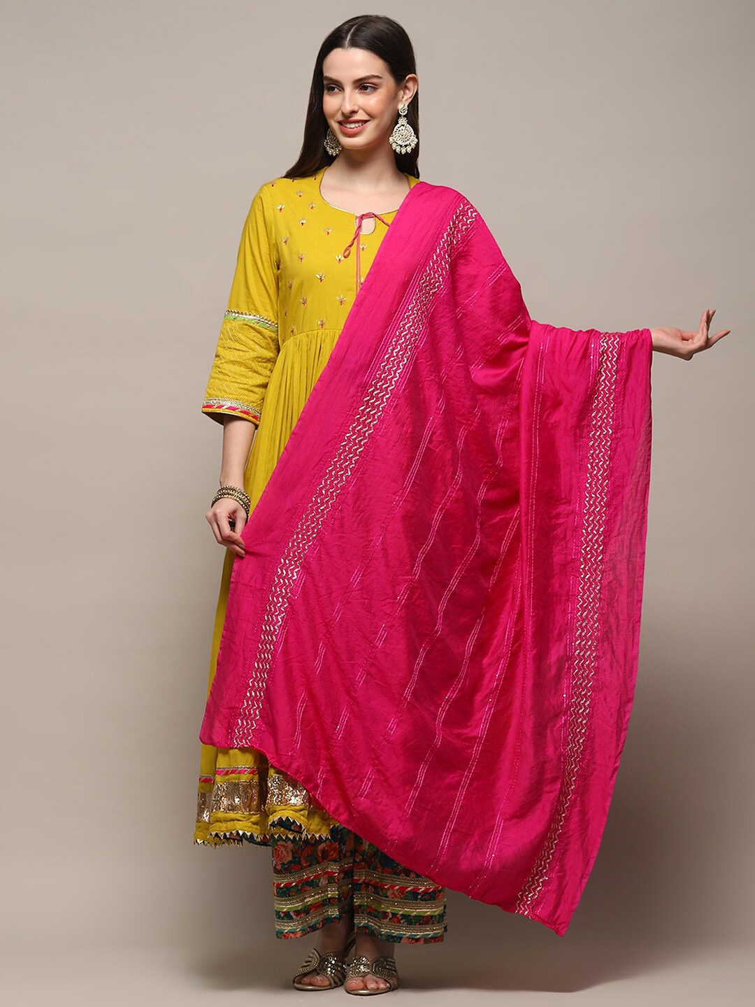 

Biba Embroidered Sequinned Dupatta, Pink