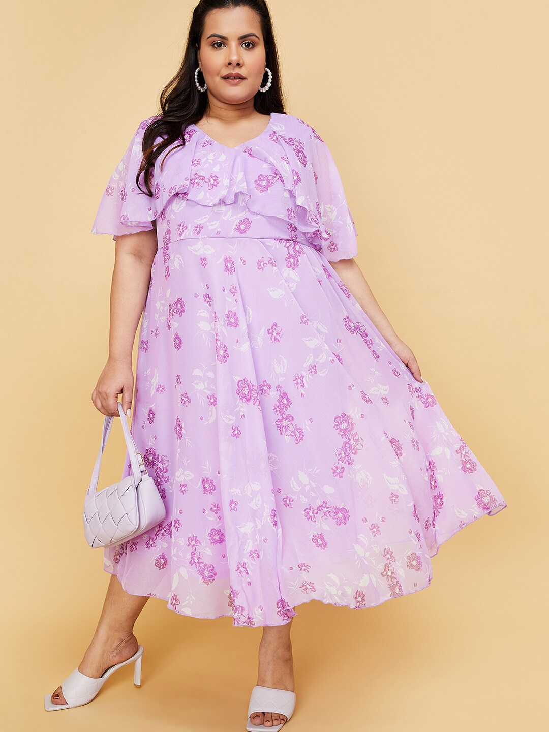 

max Plus Size Floral Printed Dress, Purple