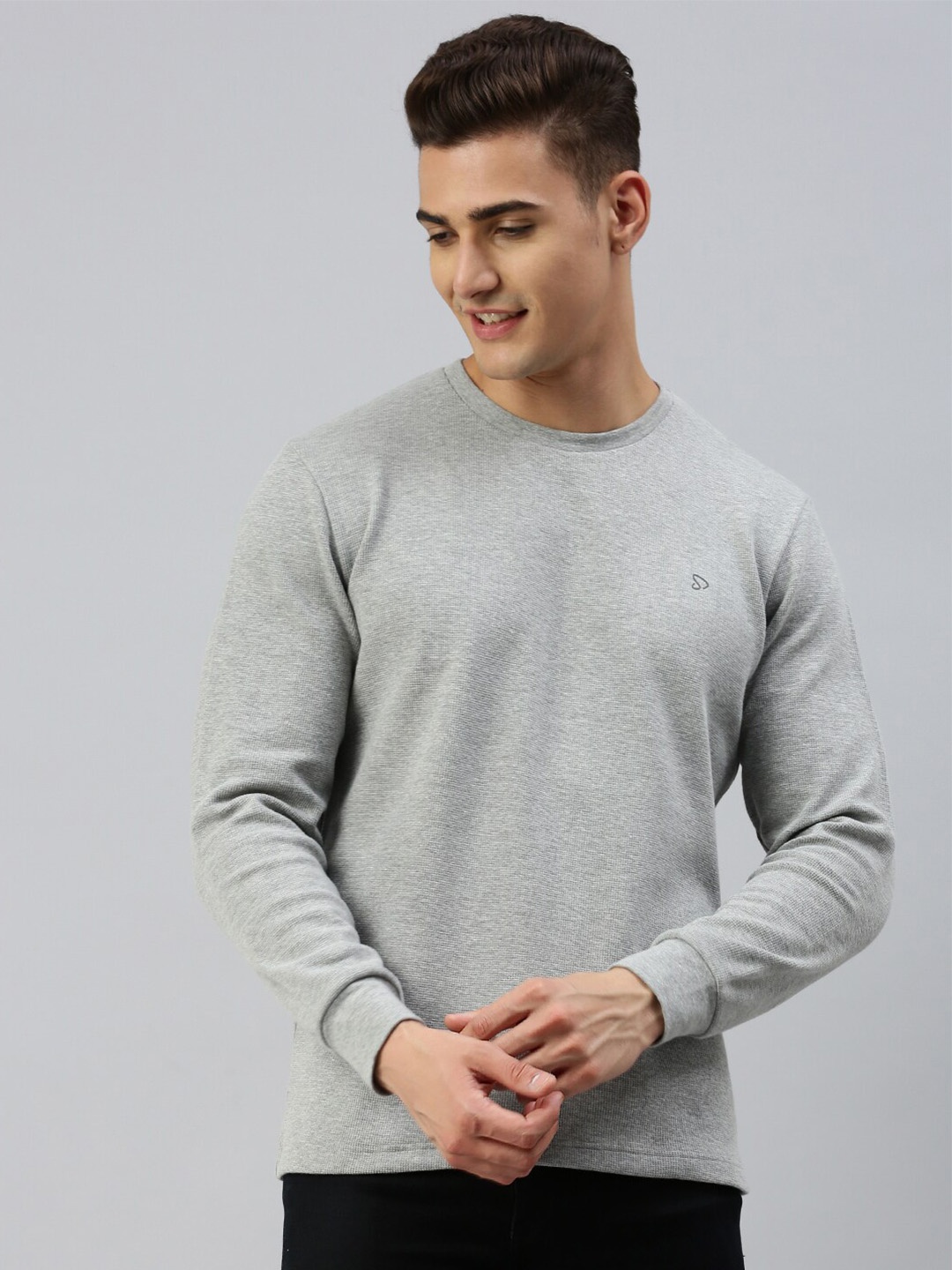 

SPORTO Round Neck Long Sleeves Pullover Sweatshirt, Grey melange