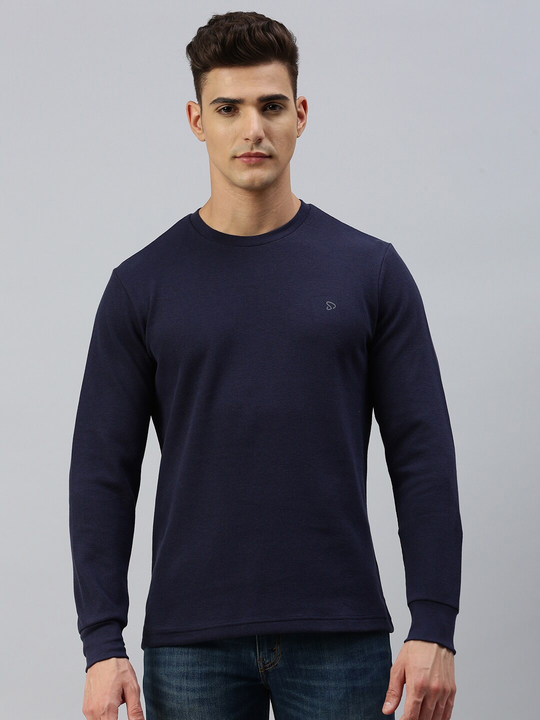 

SPORTO Round Neck Long Sleeves Pullover Sweatshirt, Navy blue