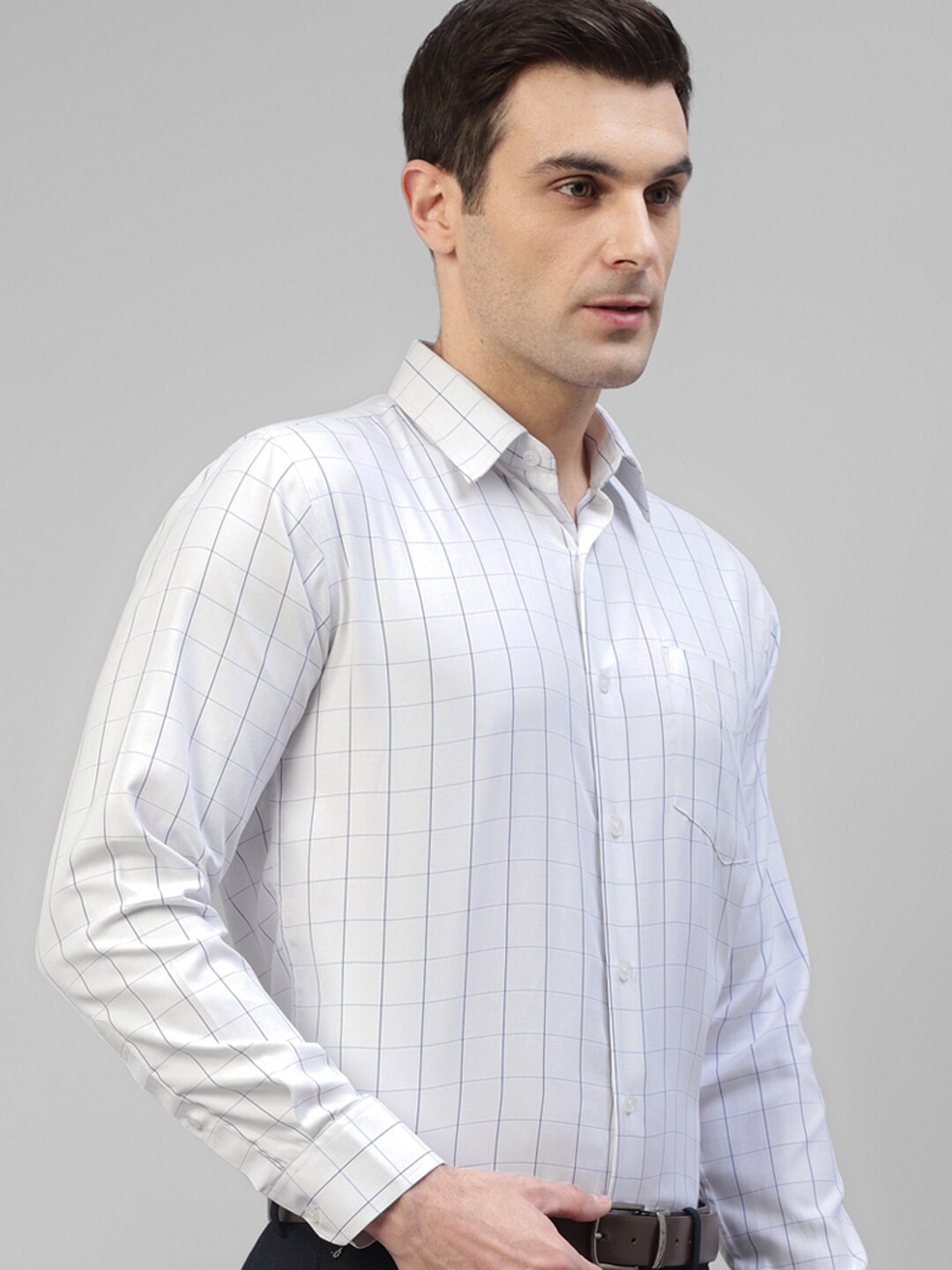 

Hancock Modern Slim Fit Buffalo Checked Wrinkle Resistant Formal Shirt, White