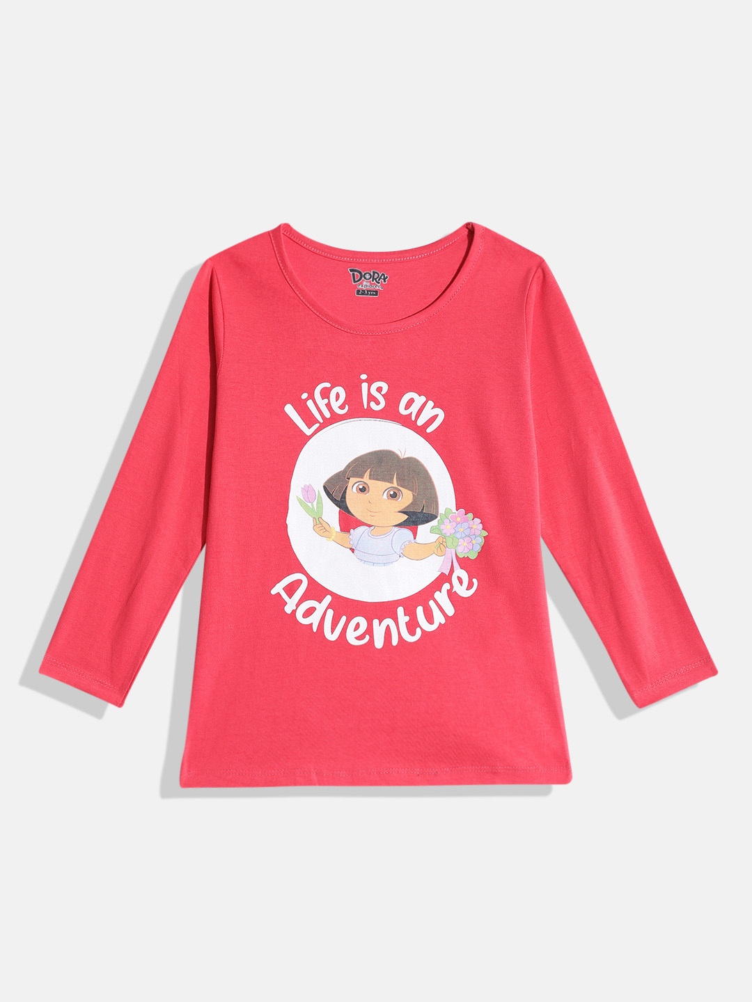 

Eteenz Girls Dora Printed Premium Cotton T-shirt, Red