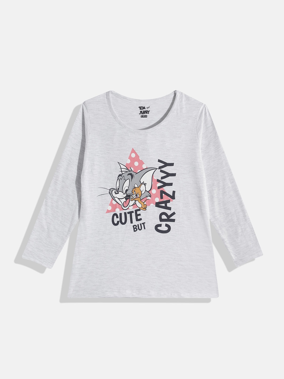 

Eteenz Girls Premium Cotton Tom & Jerry Printed T-shirt, Grey