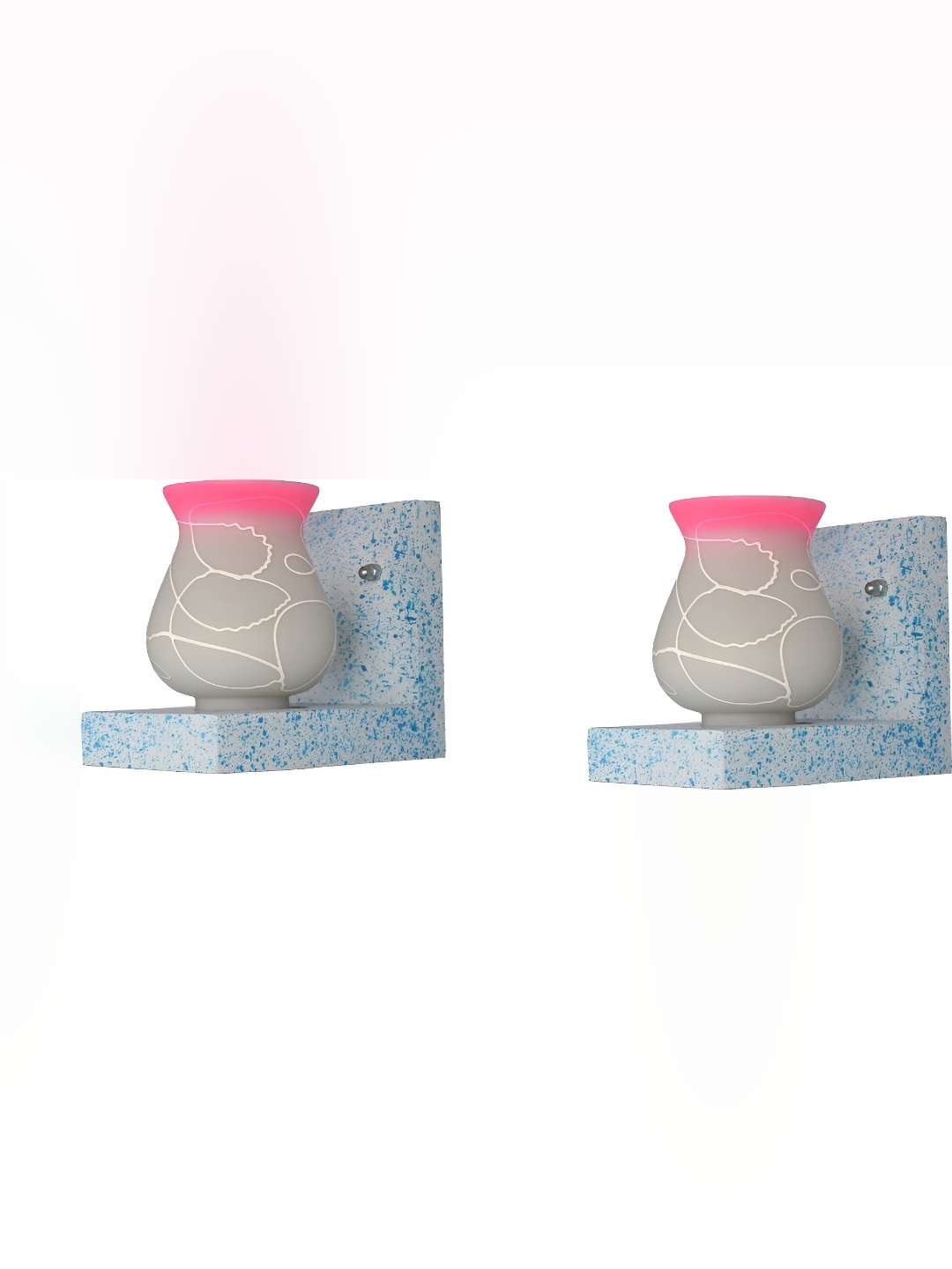 

Afast Pink & White 2 Pieces Printed Bell Shaped Glass Wall Lamp