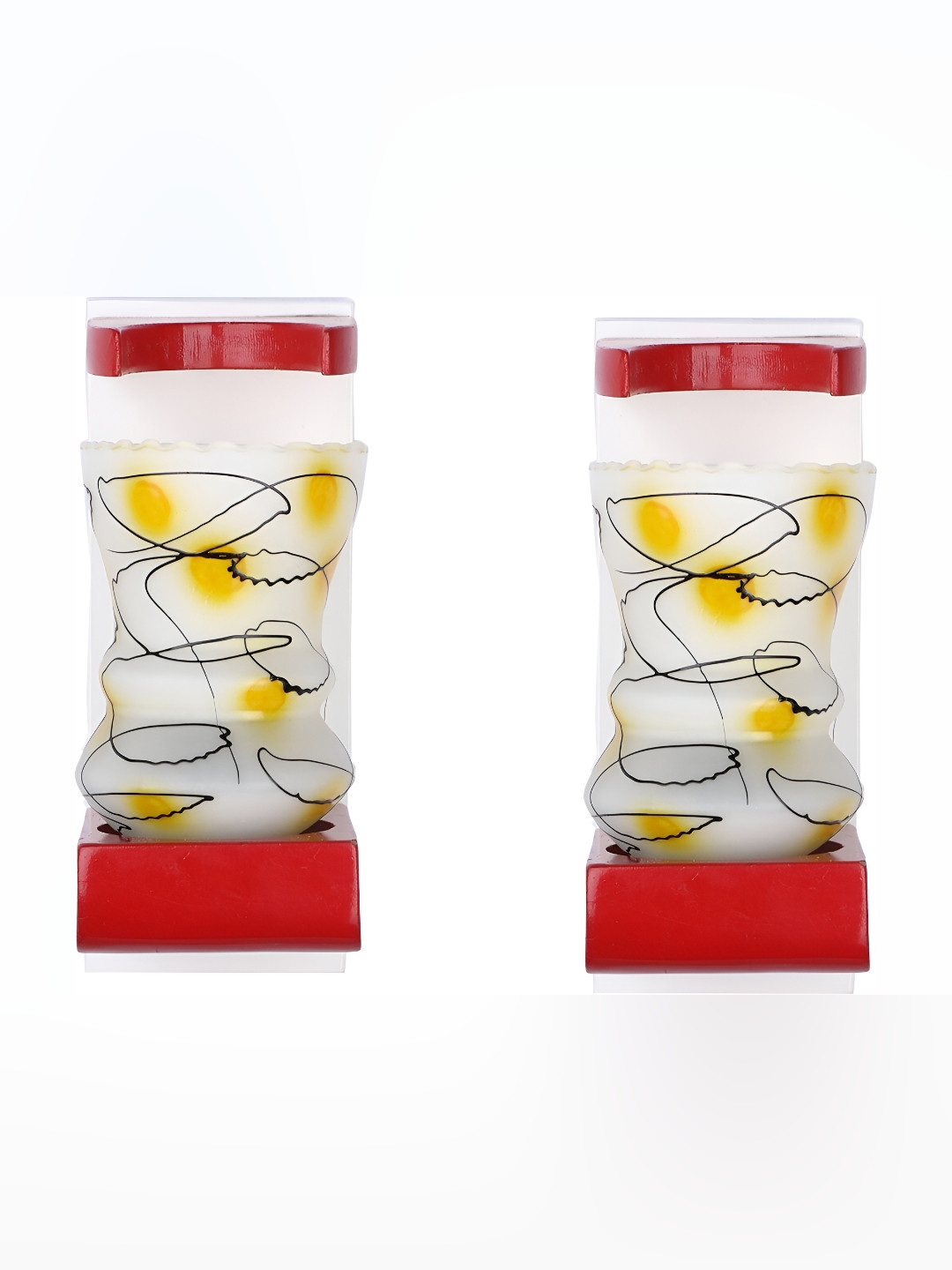 

Afast White & Yellow 2 Pieces Printed Contemporary Glass Wall Lamps