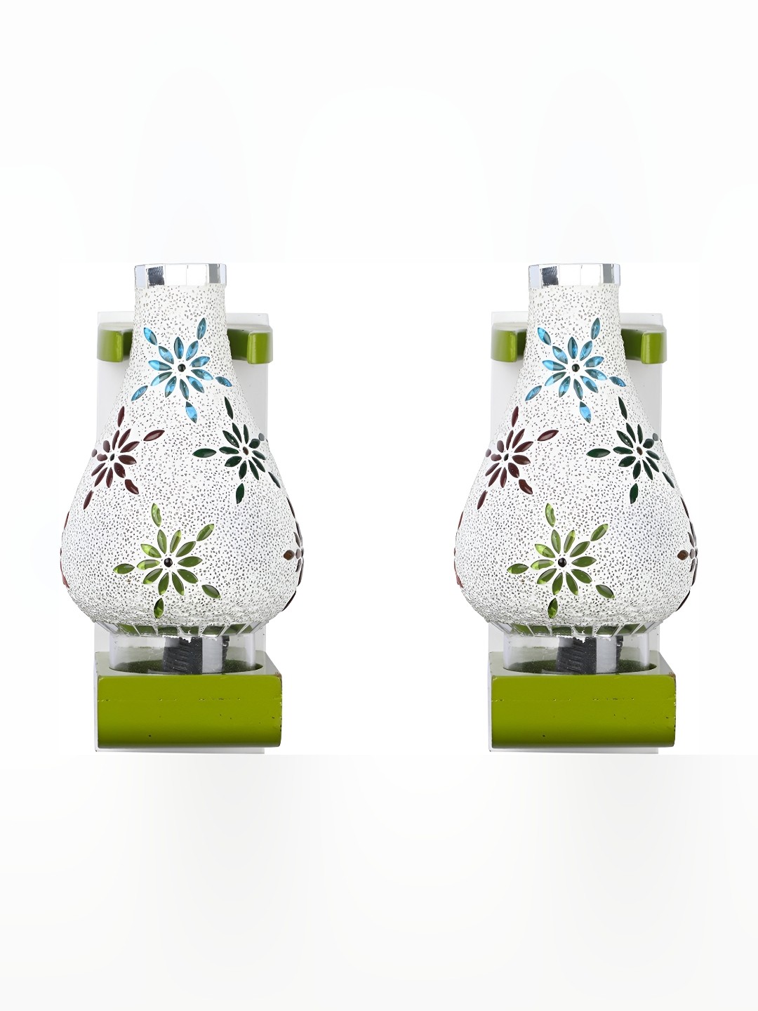

Afast White & Green 2 Pieces Printed Abstract Shaped Glass Wall Lamp