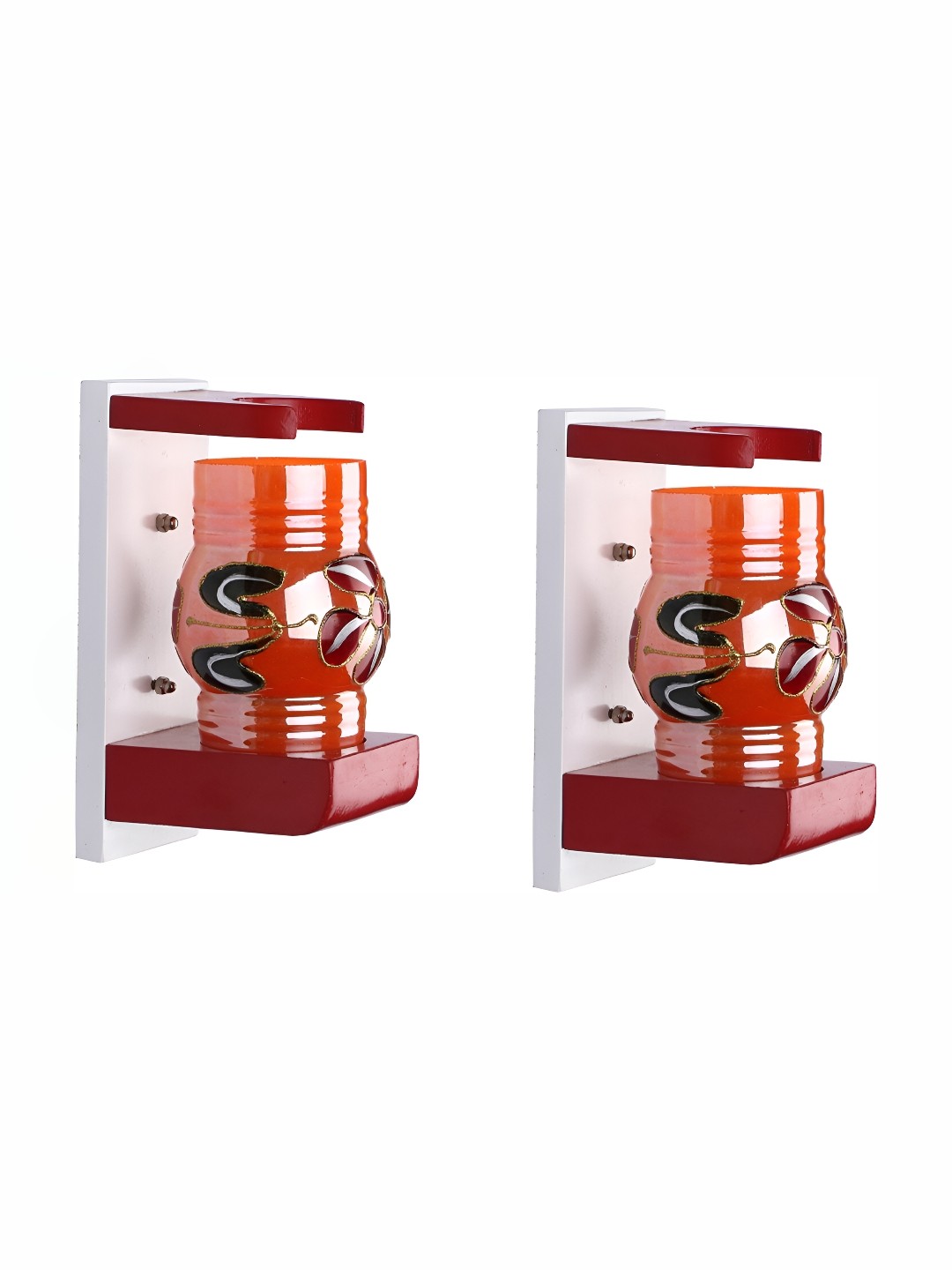 

Afast Orange & Red 2 Pieces Cylindrical Shaped Glass Wall Lamps