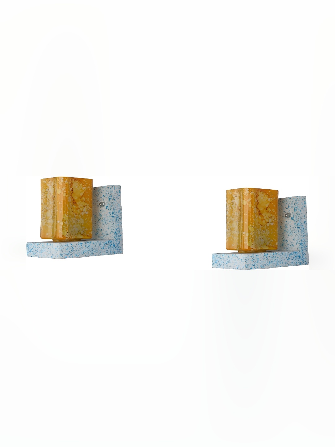 

Afast Mustard & White 2 Pieces Printed Contemporary Glass Wall Lamps
