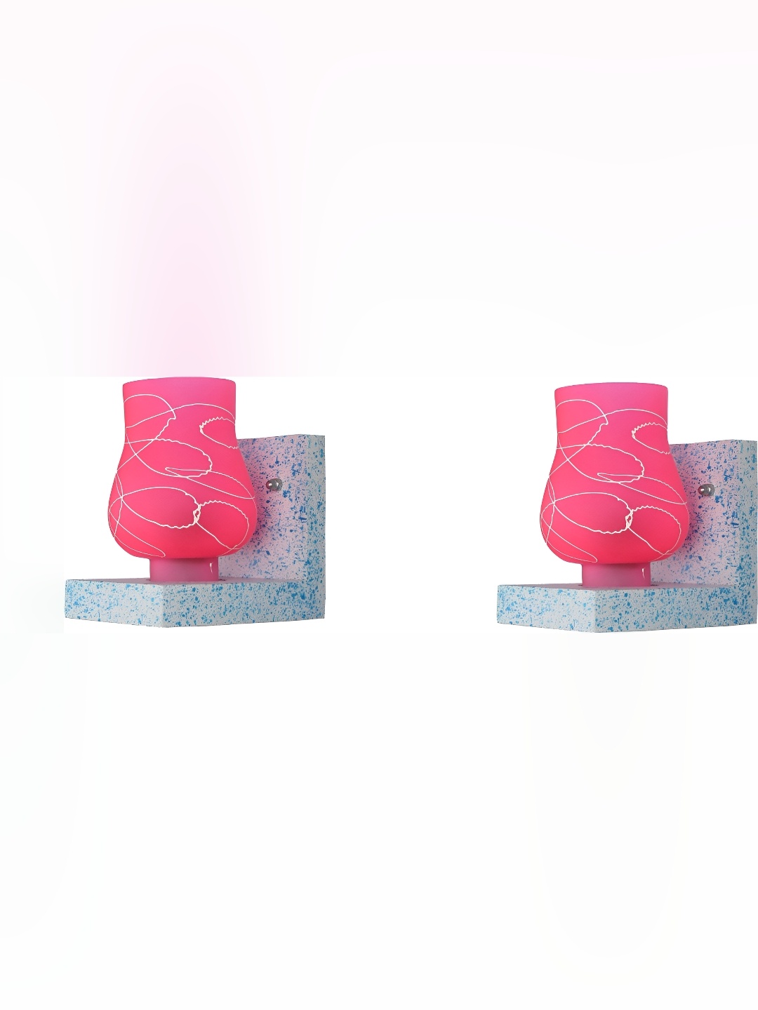 

Afast Pink & White 2 Pieces Printed Abstract Shaped Glass Wall Lamps