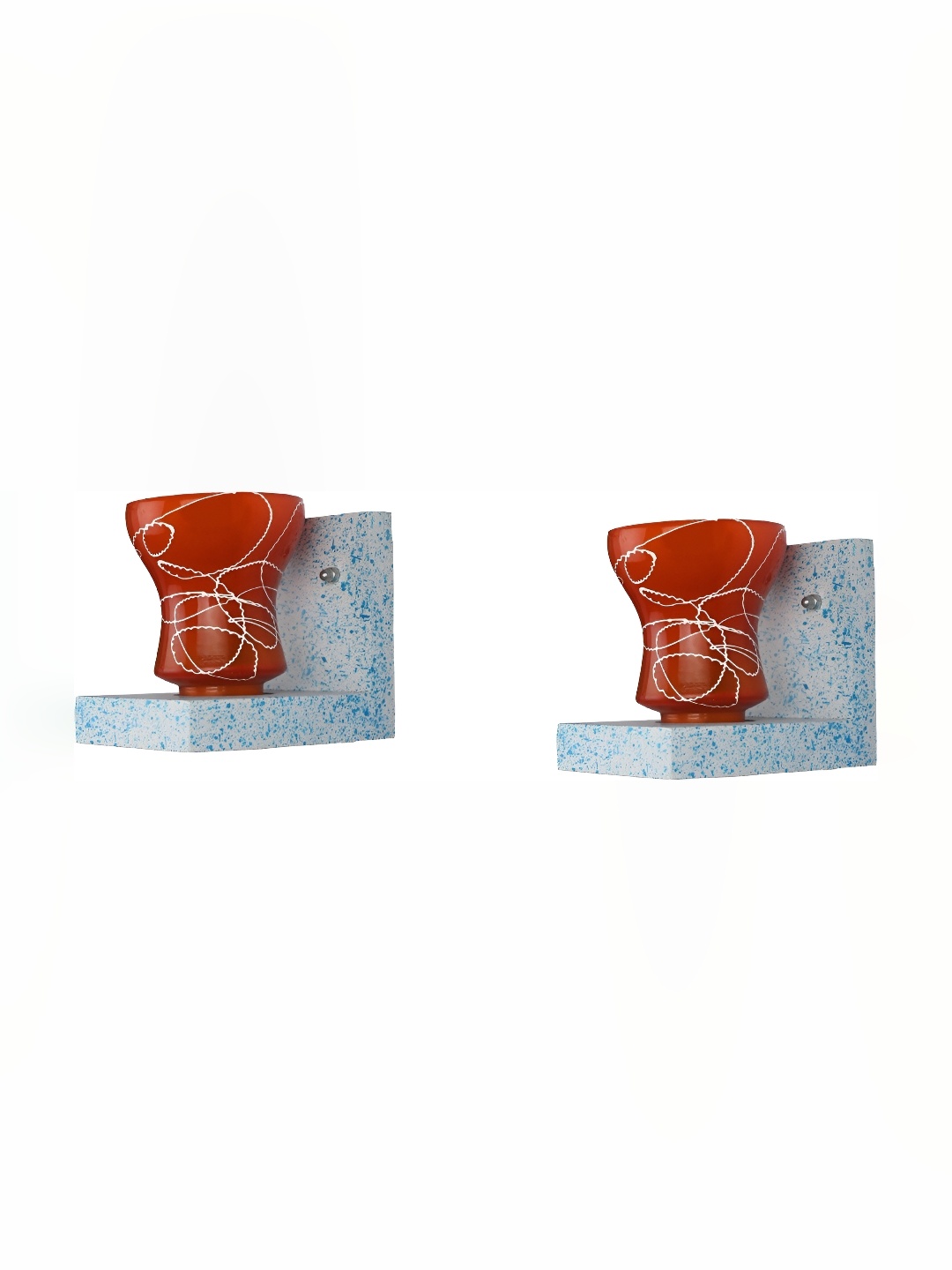 

Afast Brown & White 2 Pieces Printed Contemporary Glass Wall Lamps