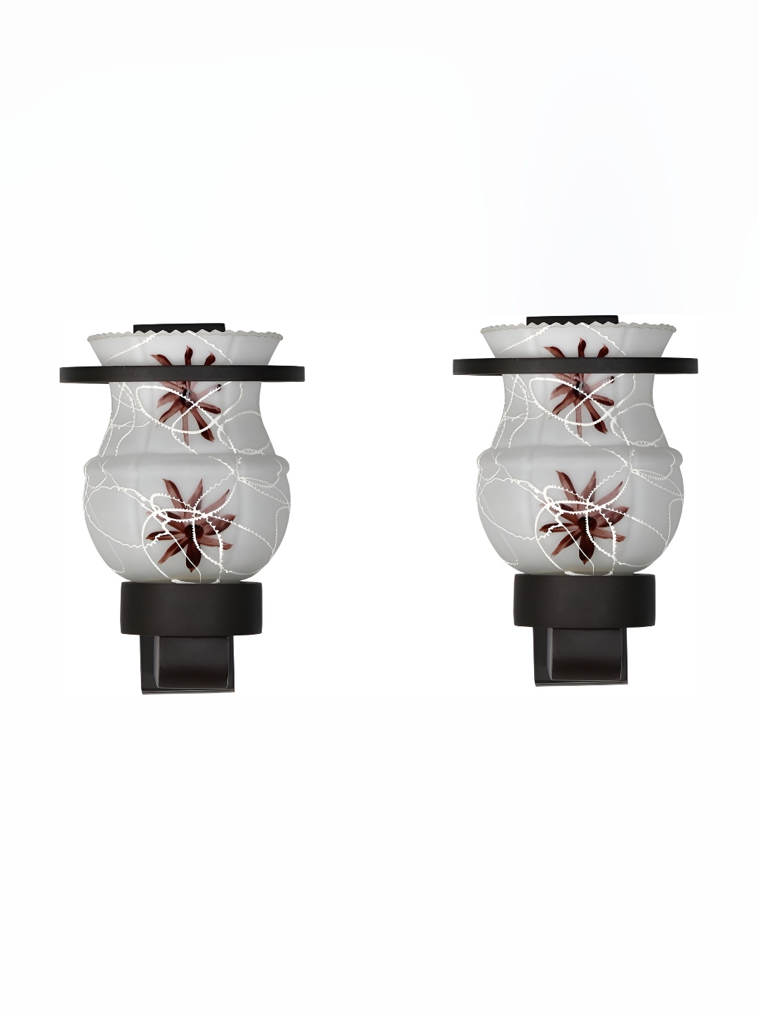 

Afast White & Brown 2 Pieces Abstract Shaped Glass Wall Lamps