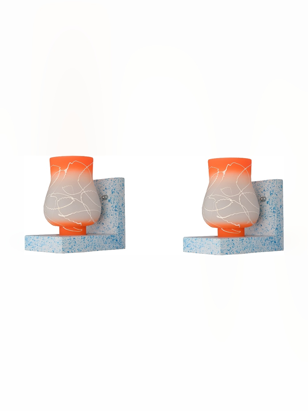 

Afast Orange & White 2 Pieces Printed Contemporary Glass Wall Lamps