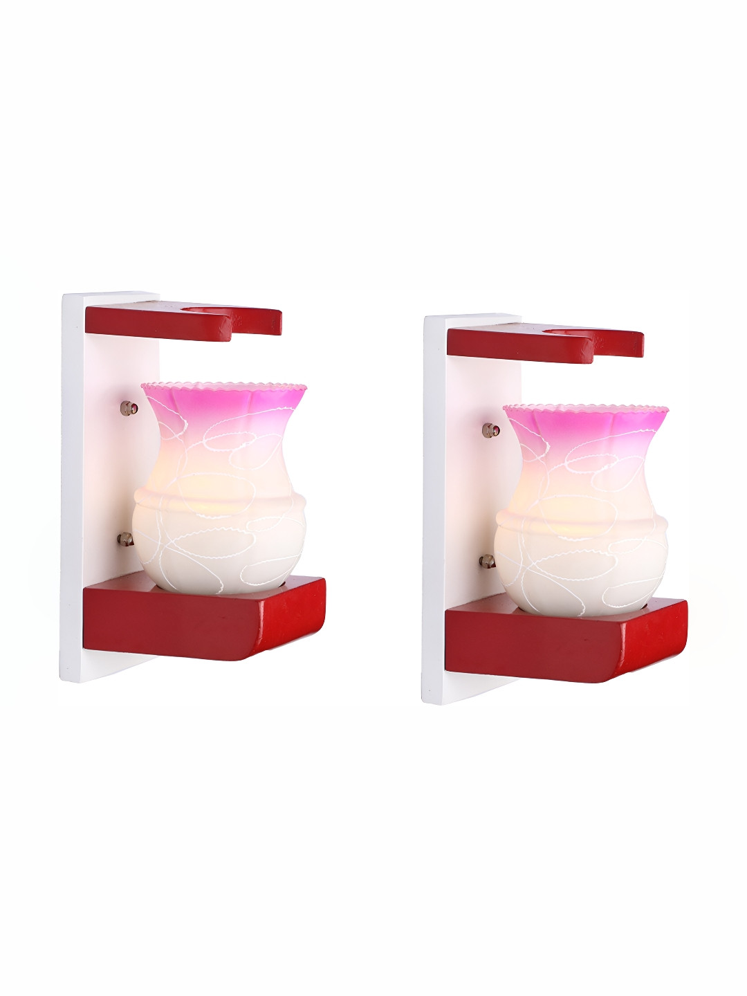 

Afast Pink & White 2 Pieces Printed Contemporary Glass Wall Lamps