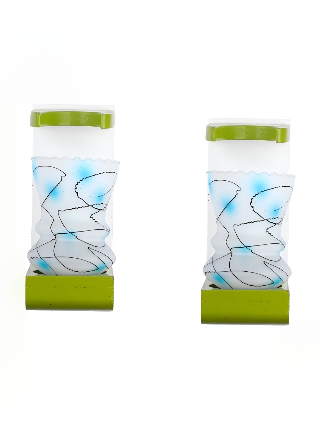 

Afast Green & White 2 Pieces Printed Contemporary Glass Wall Lamps