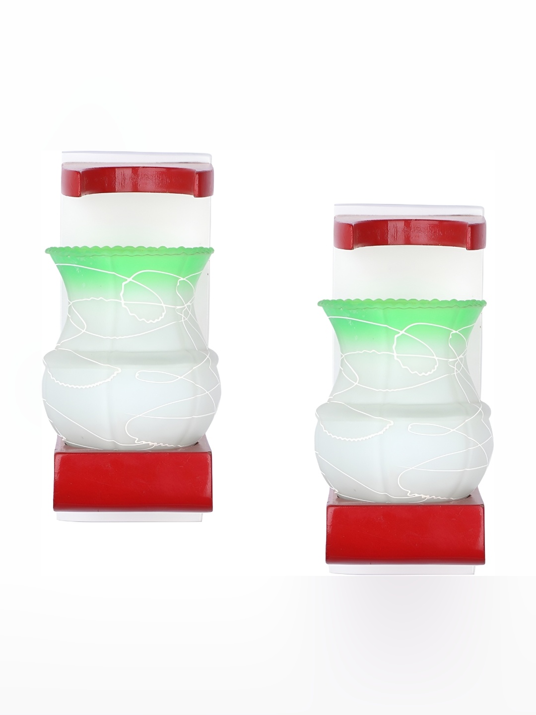 

Afast White & Green 2 Pieces Bell Shaped Glass Wall Lamps