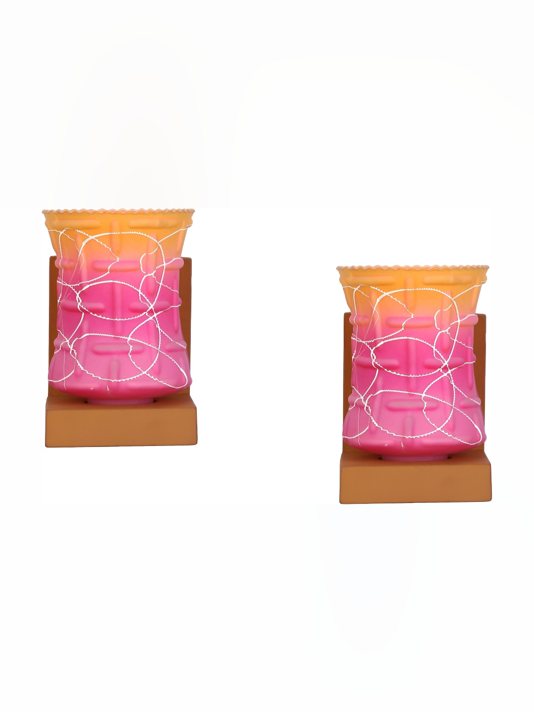 

Afast Pink & Yellow 2 Pieces Colourblocked Abstract Shaped Glass Wall Lamps