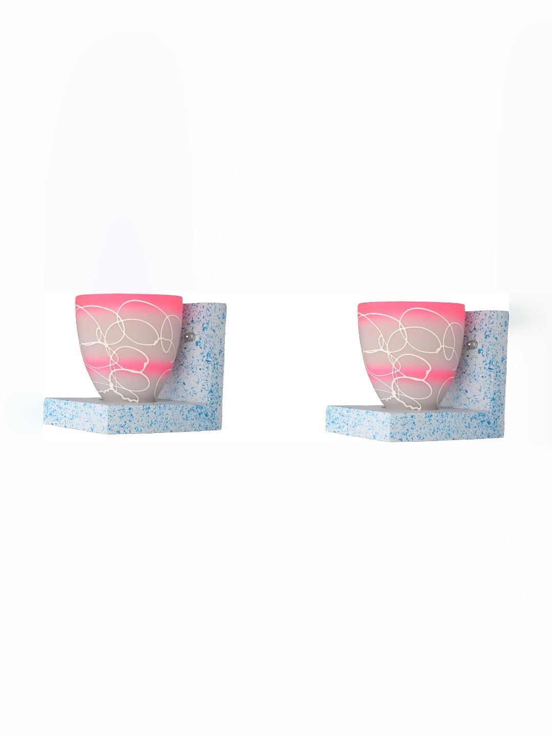 

Afast Grey & Pink 2 Pieces Printed Abstract Shaped Glass Wall Lamps