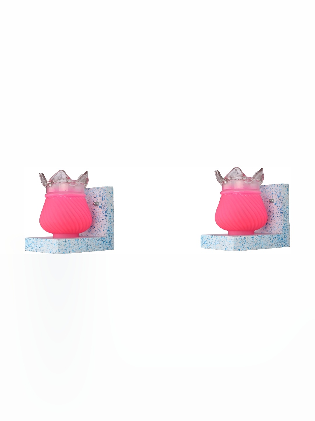 

Afast Pink & White 2 Pieces Textured Contemporary Glass Wall Lamps