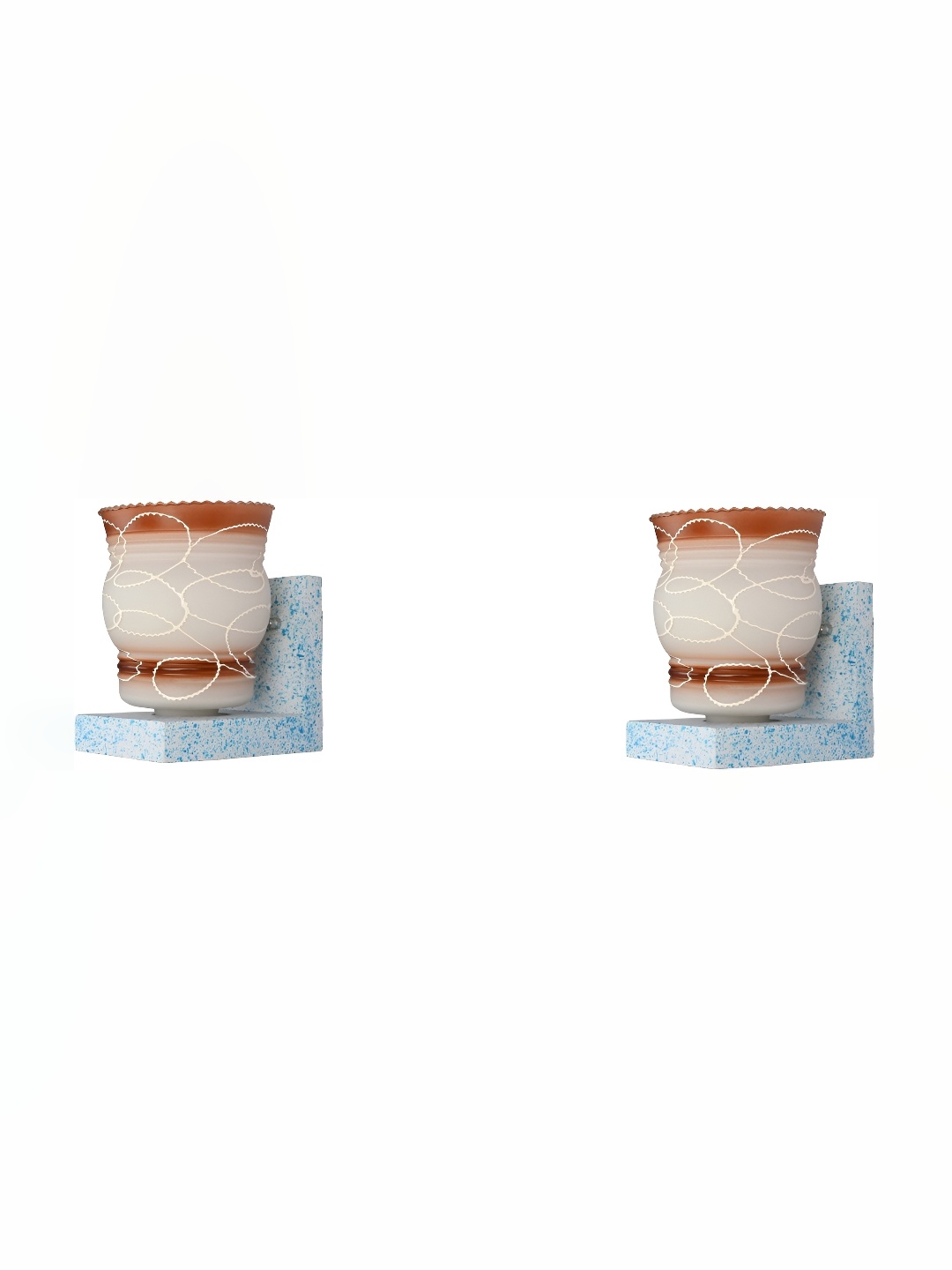 

Afast White & Brown 2 Pieces Bell Shaped Glass Wall Lamp