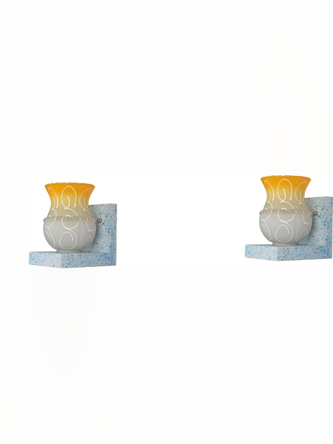 

Afast Grey & Yellow 2 Pieces Printed Abstract Shaped Glass Wall Lamps