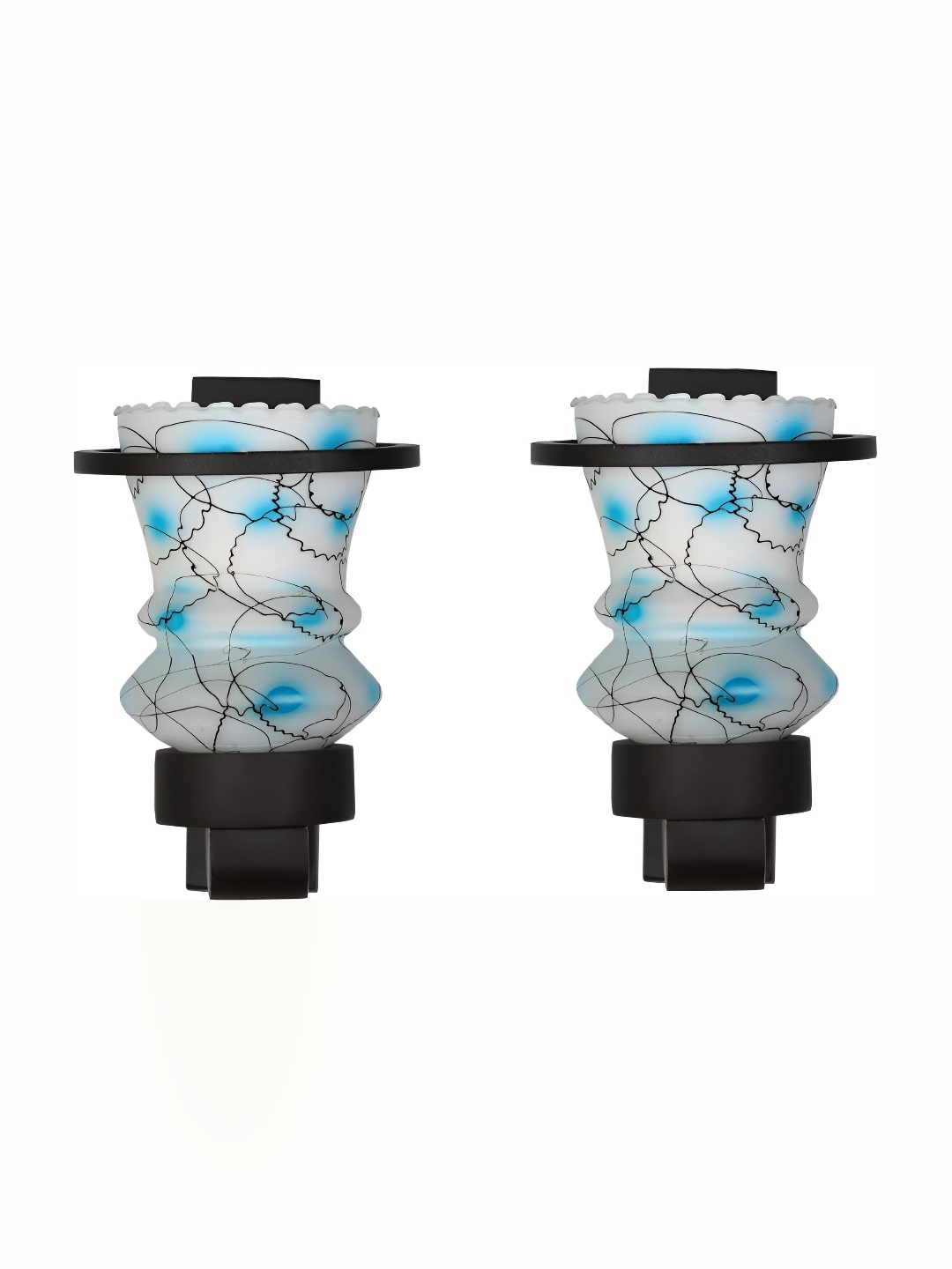 

Afast White & Blue 2 Pieces Contemporary Glass Printed Spherical Wall Lamp