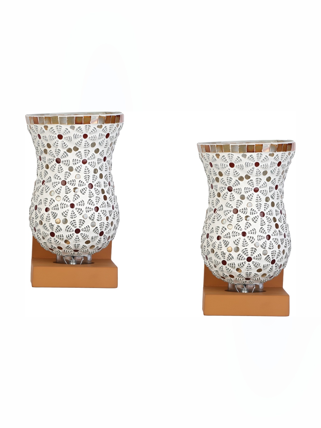 

Afast White & Brown 2 Pieces Textured Abstract Shaped Glass Wall Lamps
