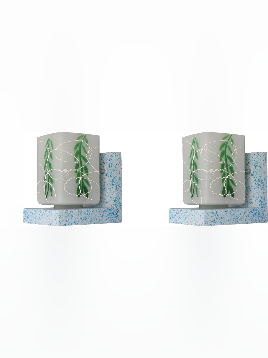 

Afast White & Green 2 Pieces Printed Contemporary Glass Wall Lamps