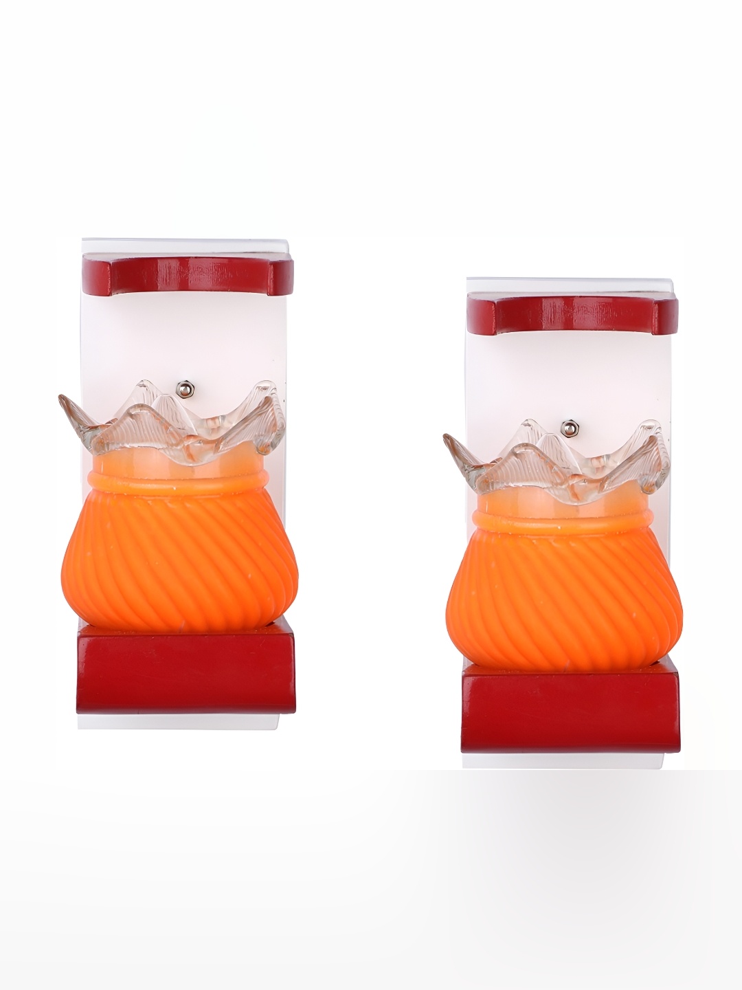 

Afast Orange & White 2 Pieces Textured Abstract Shaped Glass Wall Lamps