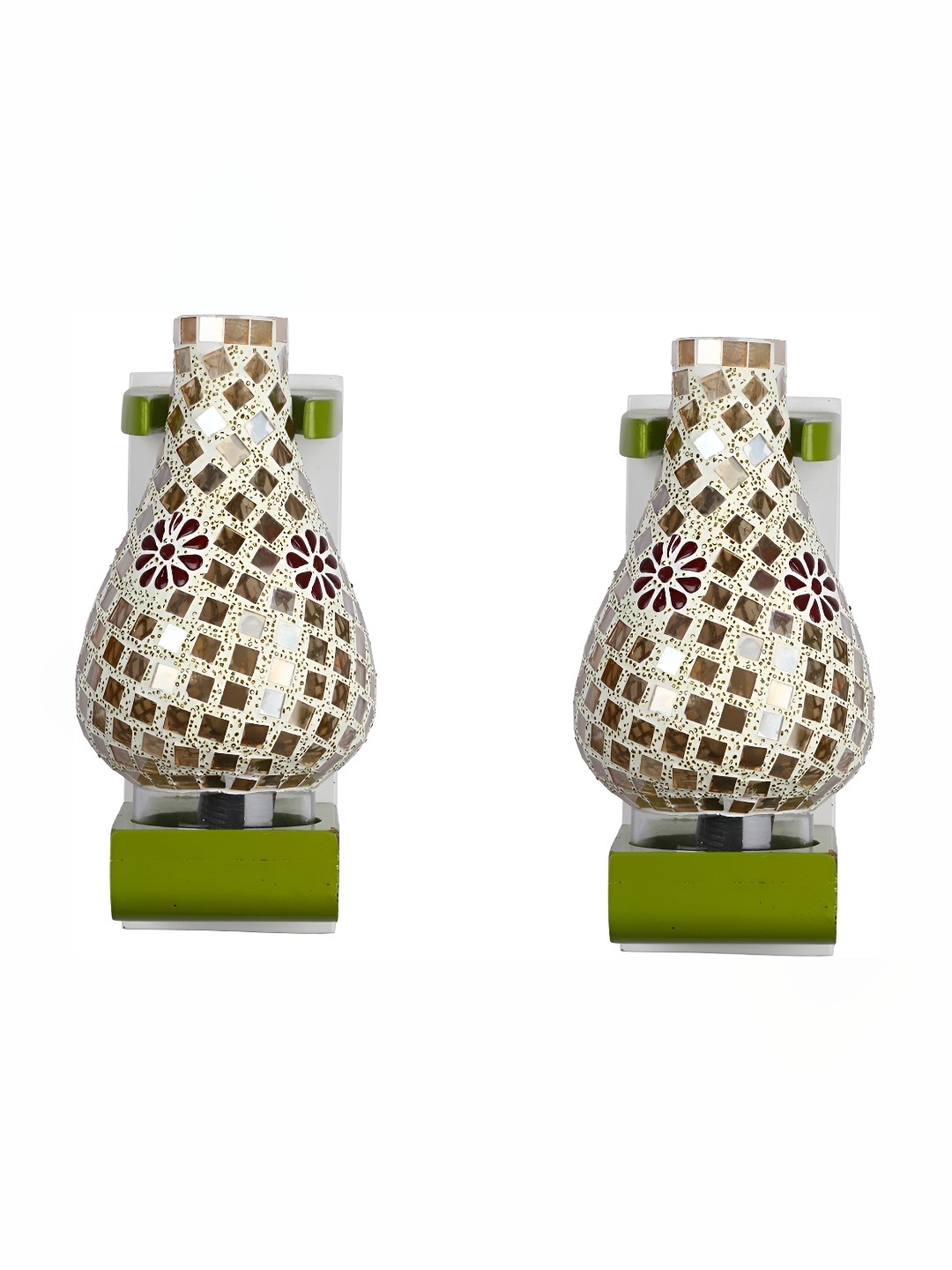 

Afast Gold Toned & Green 2 Pieces Textured Abstract Shaped Glass Wall Lamps