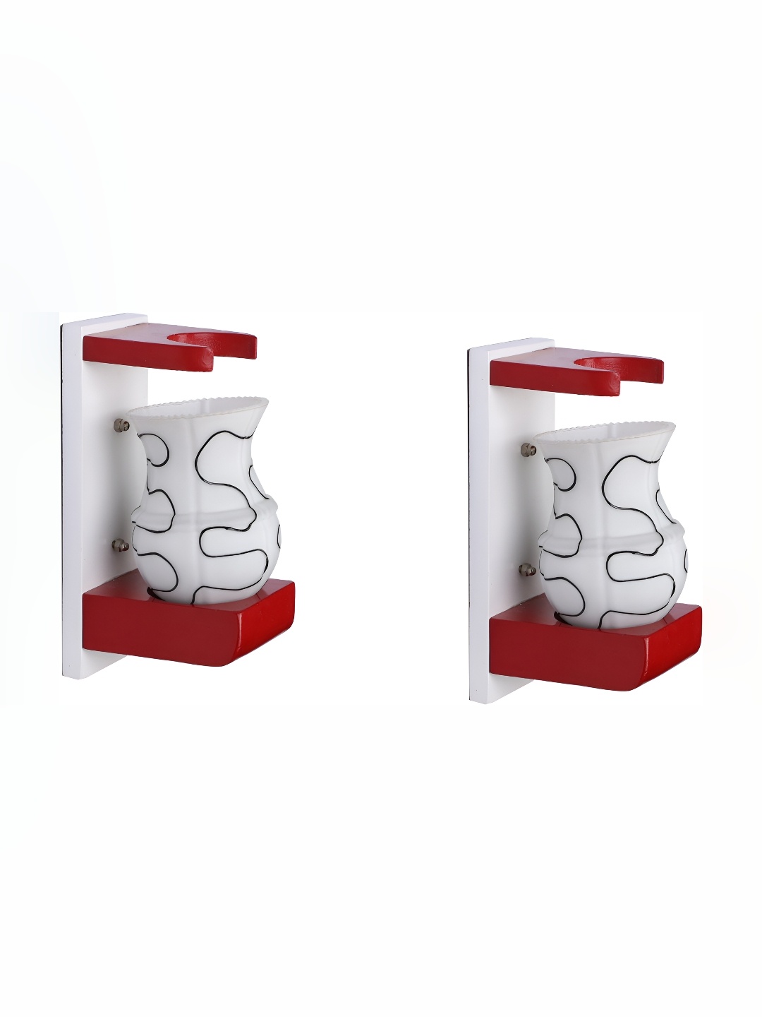 

Afast White & Red 2 Pieces Printed Abstract Shaped Glass Wall Lamps