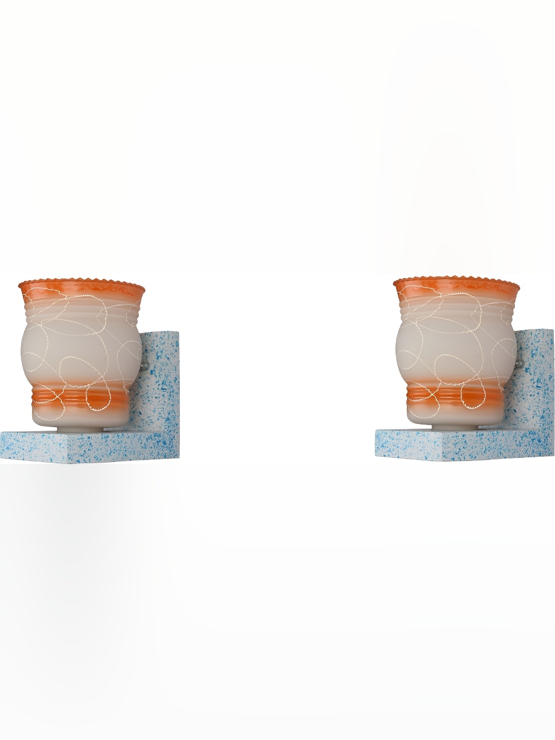 

Afast Orange & White 2 Pieces Printed Bell Shaped Glass Wall Lamp