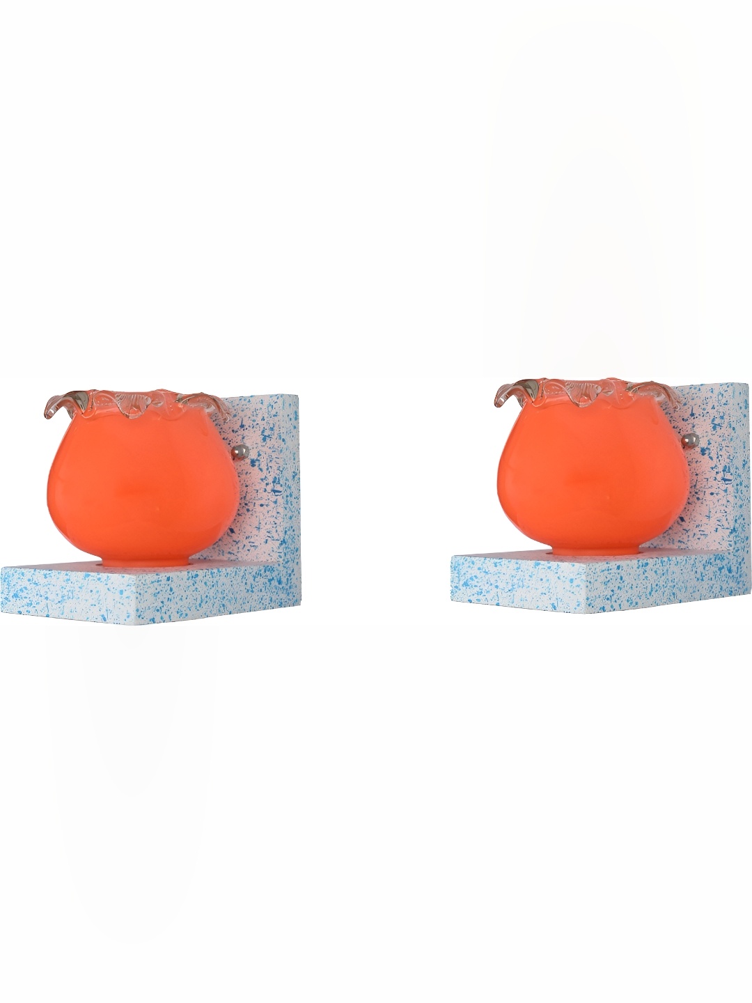 

Afast Red & White 2 Pieces Textured Abstract Shaped Glass Wall Lamps