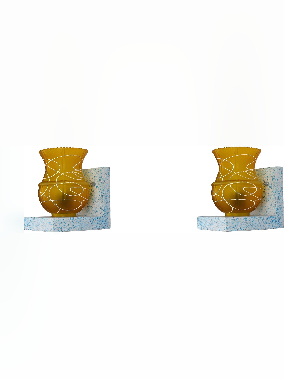 

Afast Yellow & White 2 Pieces Printed Abstract Shaped Glass Contemporary Wall Lamps