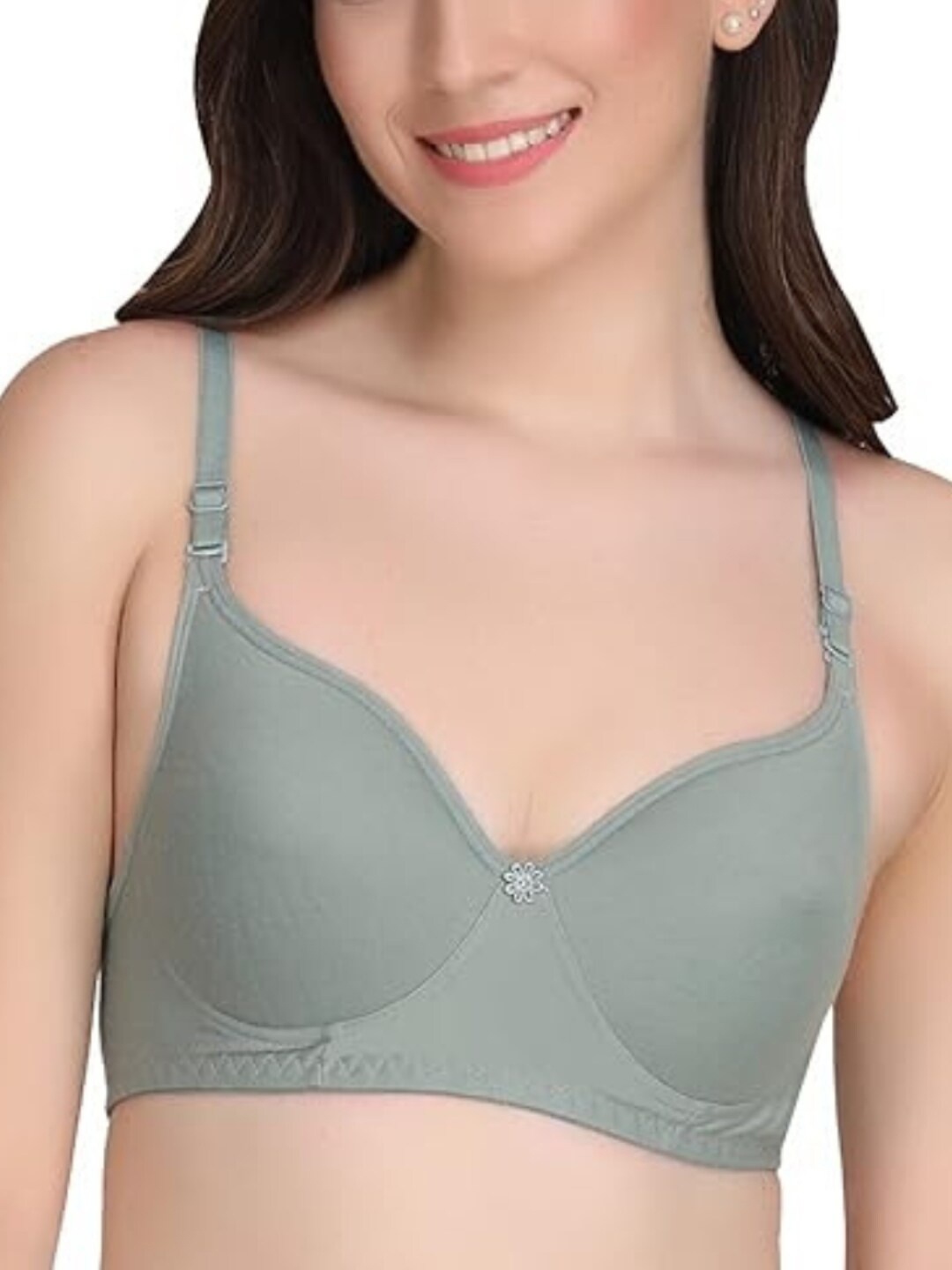 

BEWILD Medium Coverage Lightly Padded Rapid Dry Bra with All Day Comfort, Grey
