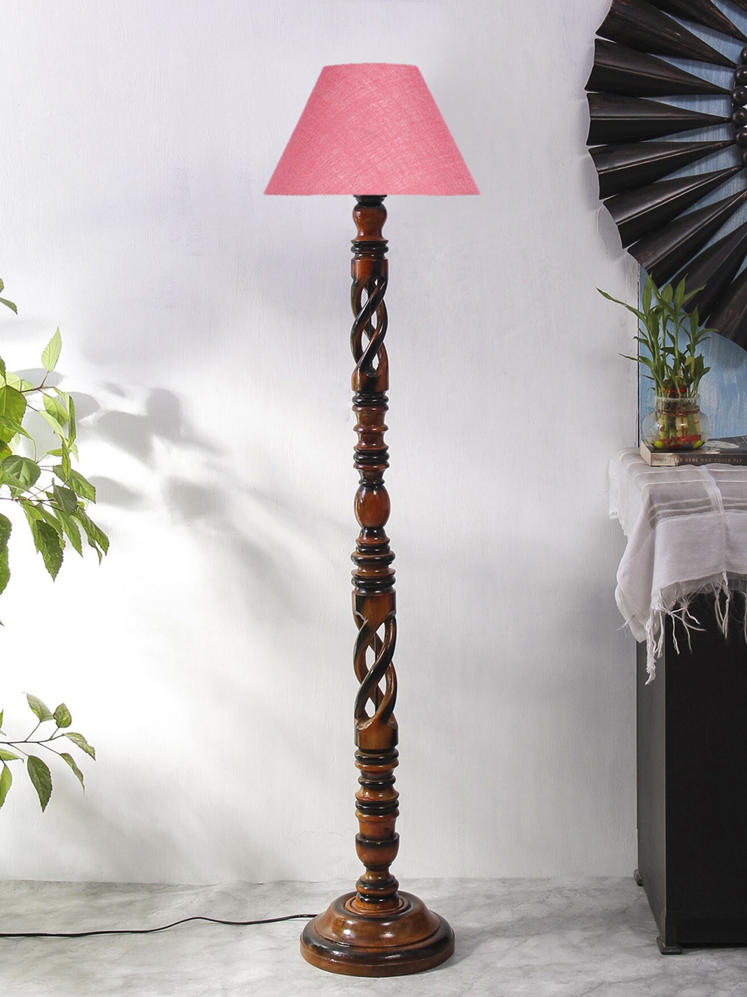 

Devansh Pink & Brown Textured Jute & Wooden Floor Lamp