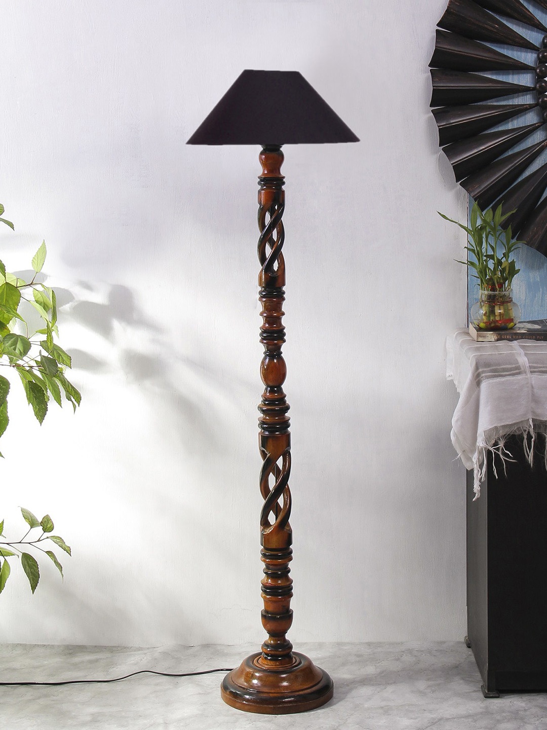 

Devansh Black Cotton Coolie Wood Floor Lamp