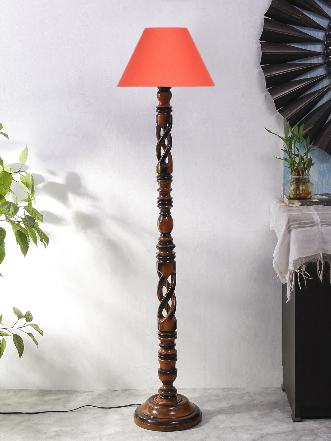 

Devansh Orange-Coloured Conical Wooden Floor Lamp
