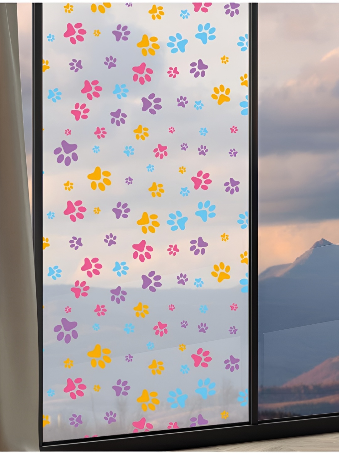 

CVANU Transparent & Blue Printed Plastic Self-Adhesive Waterproof Window Film