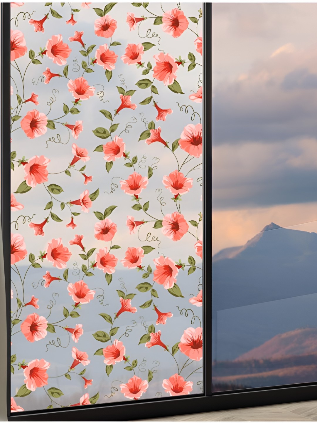 

CVANU Transparent & Peach Printed Plastic Self Adhesive Waterproof Window Film