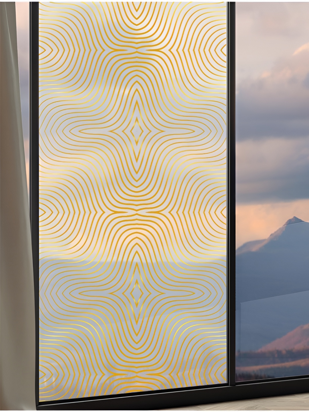 CVANU Window Film White and GoldToned Printed Wallpaper
