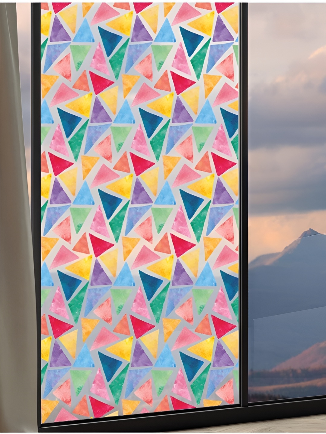 CVANU Pink & Blue Printed Self-Adhesive Window Film