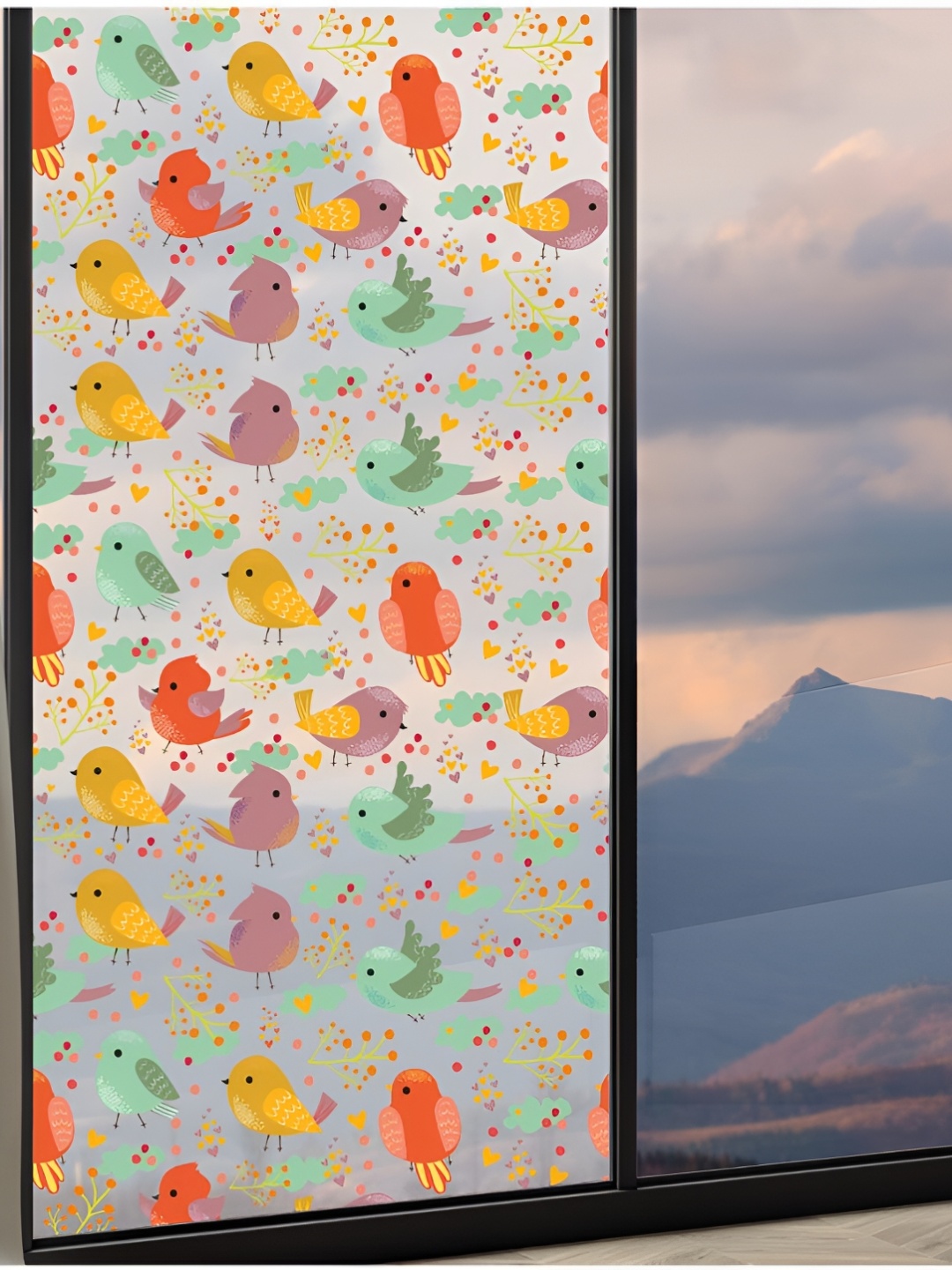 CVANU Green & Yellow Printed Self-Adhesive Window Film