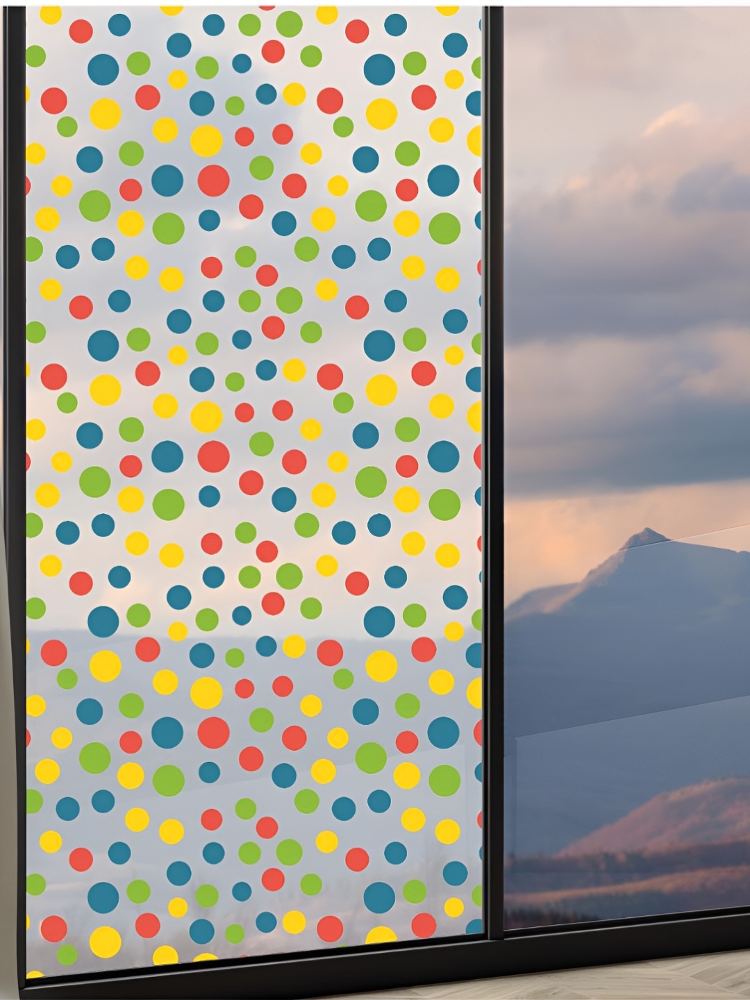 

CVANU Red & Yellow Geometric Printed Self-Adhesive Waterproof Window Film Sticker, Transparent