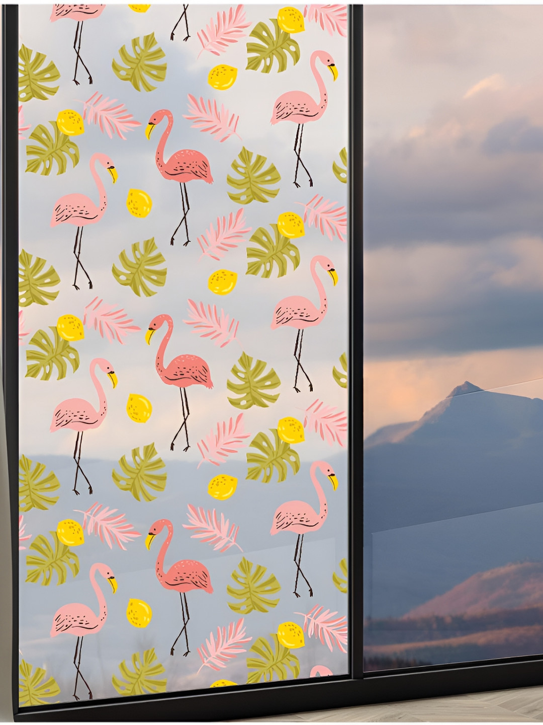 

CVANU Yellow & Green Printed Self-Adhesive Waterproof Window Sticker