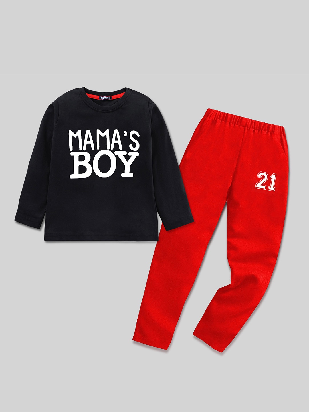 

BAESD Kids Printed Pure Cotton T-shirt with Trousers, Black