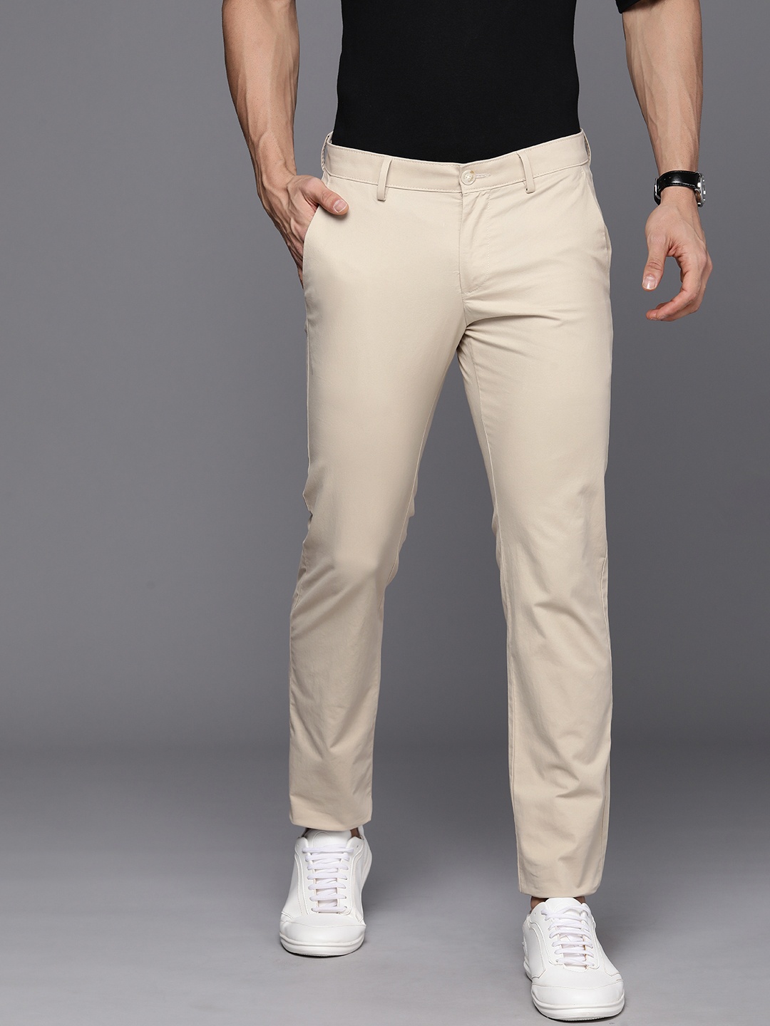 

Allen Solly Men Slim Fit Chinos Trousers, Beige