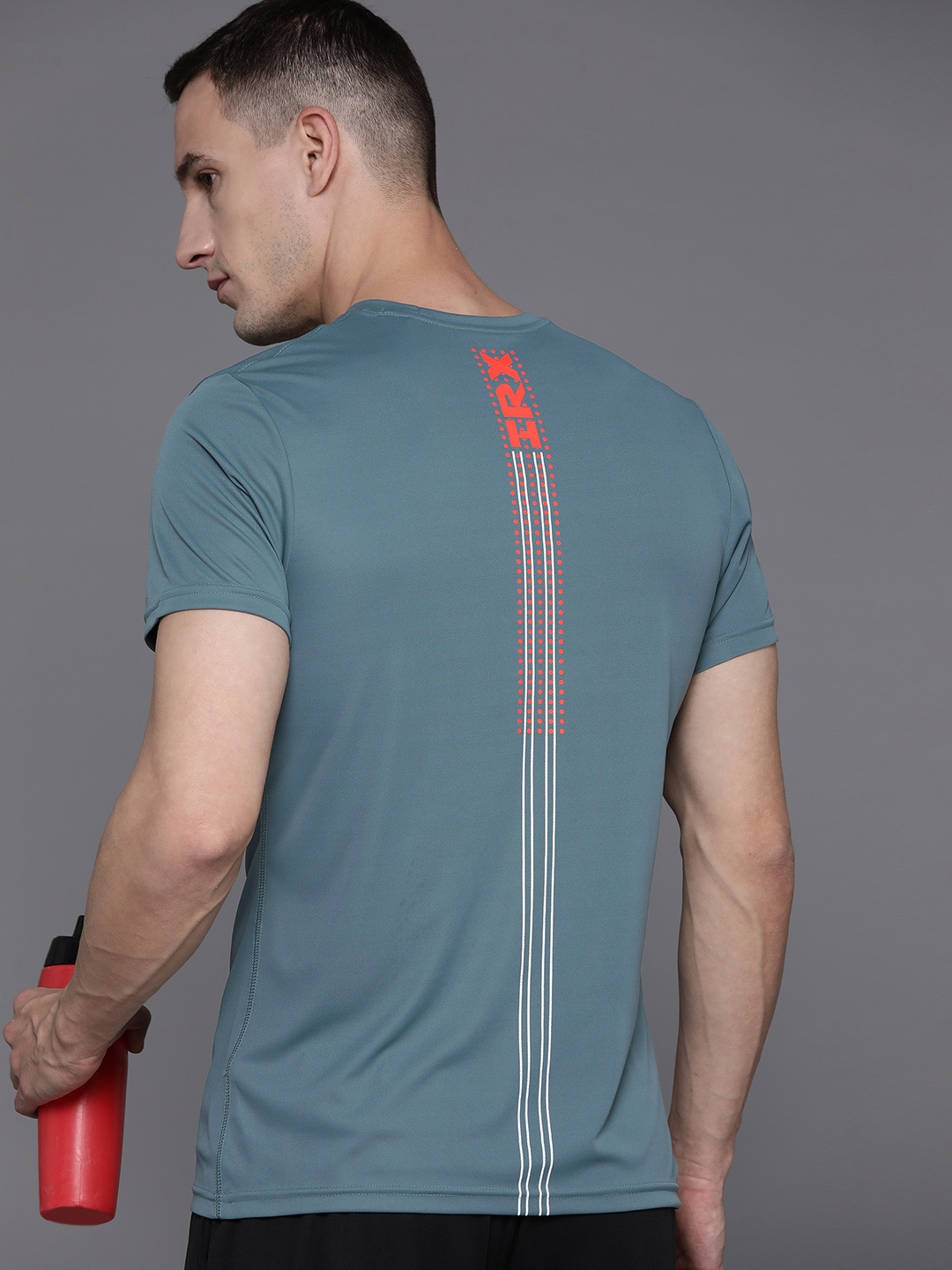 

HRX by Hrithik Roshan Men Brand Logo Printed Sports T-shirt, Grey