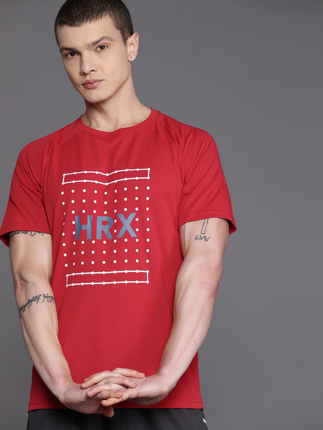 

HRX by Hrithik Roshan Men Brand Logo Printed Sports T-shirt, Red