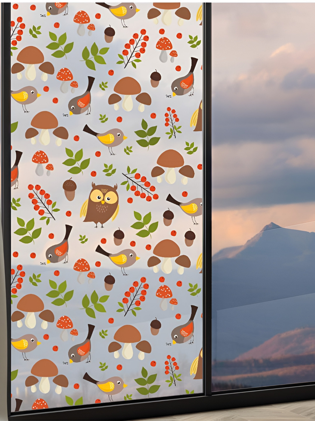 

CVANU Brown & Green Printed Self-Adhesive Waterproof Window Stickers