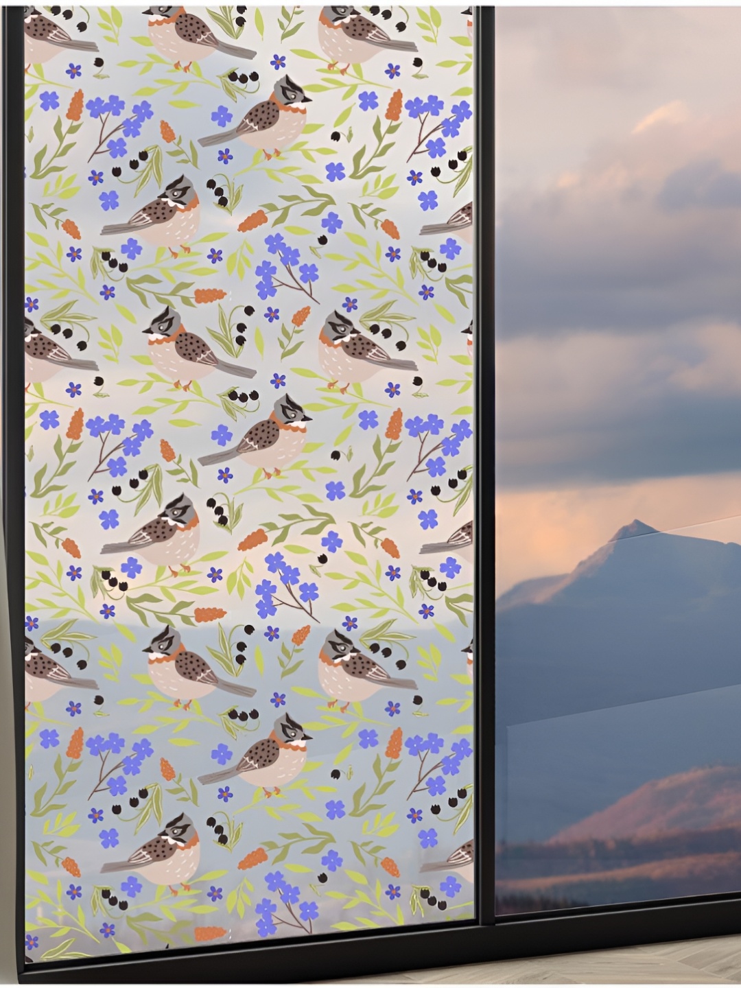CVANU Brown & Yellow Printed Self-Adhesive Window Film Sticker